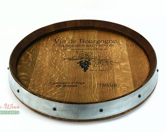 Wine Barrel Lazy Susan, Handmade Vin of Bourgogne