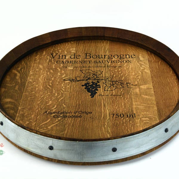 Wine Barrel Lazy Susan, Handmade Vin of Bourgogne