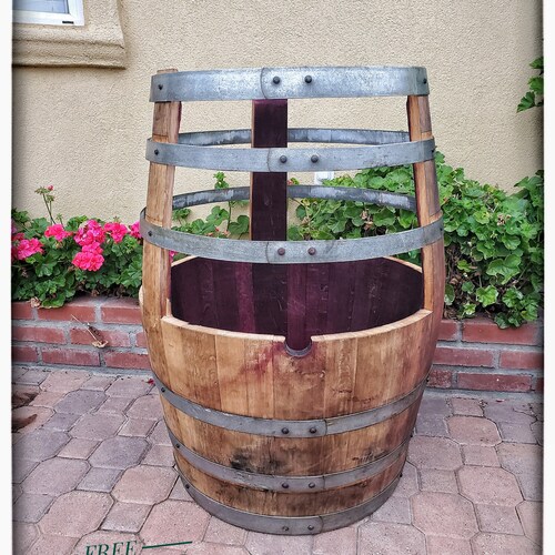 Planter Wine Barrel Etsy