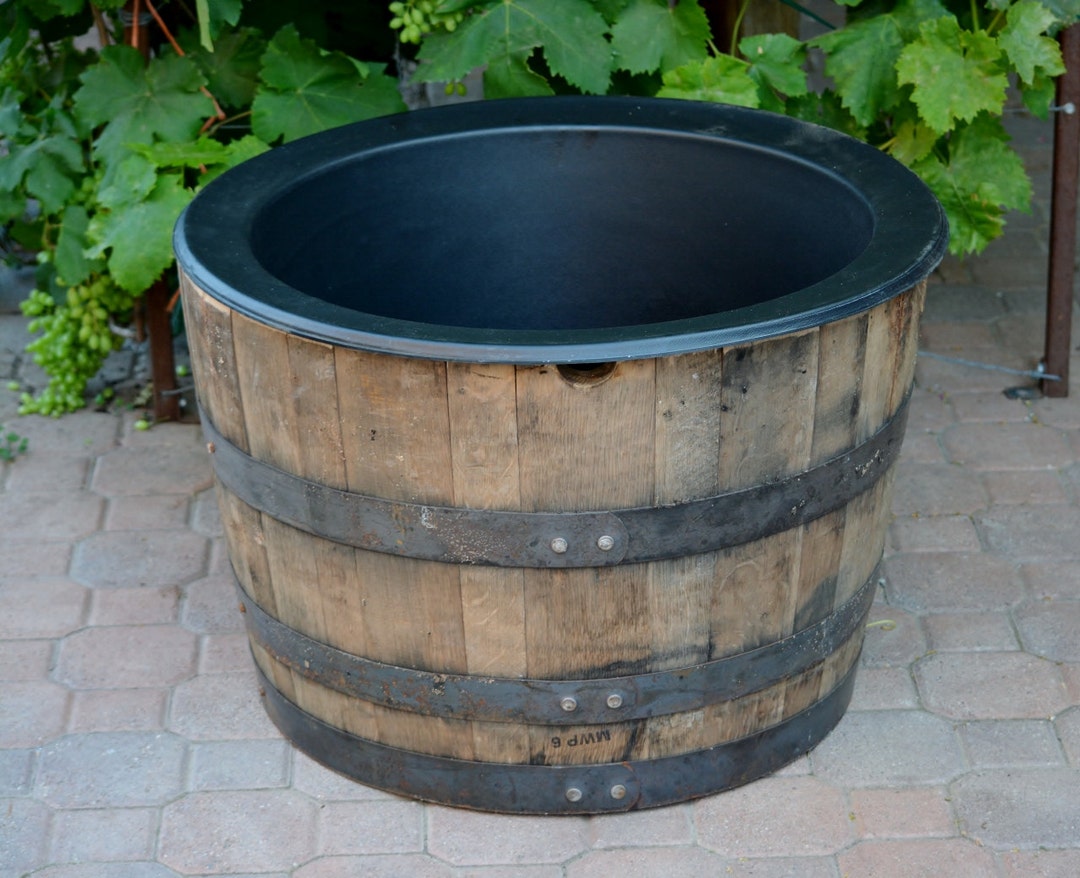 1/2 Planter Whiskey Barrel With Liner Etsy UK
