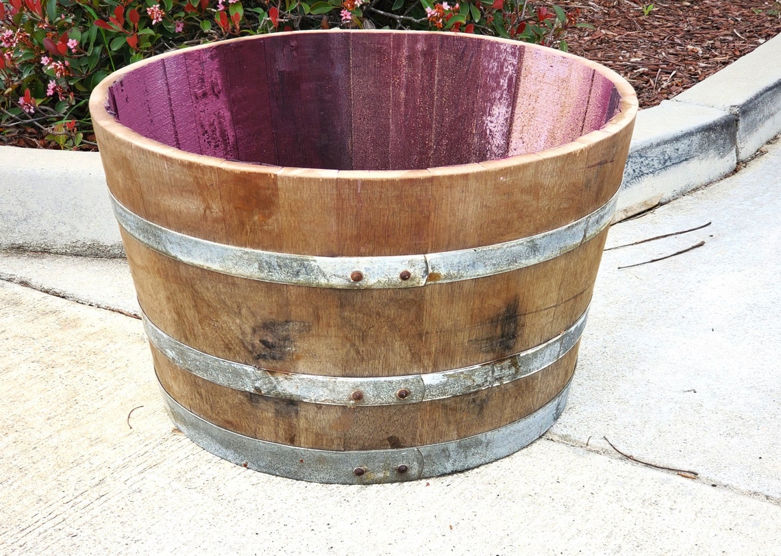 1/2 Planter Wine Barrel Etsy