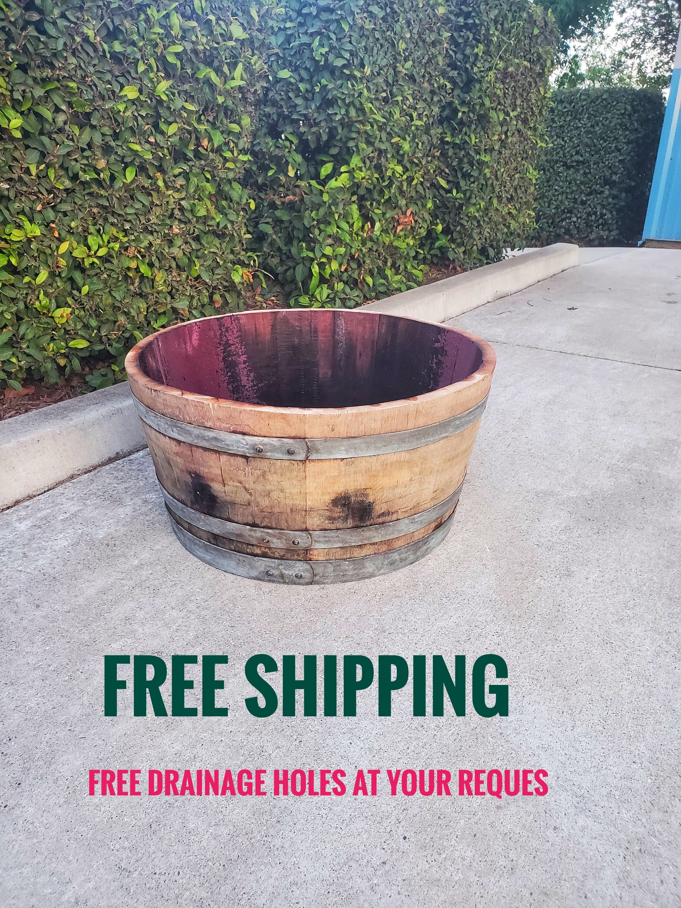 Planter Wine Barrel 28''x28''x18'' Etsy