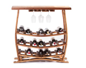Wine Rack  With Glasses /Handcrafted