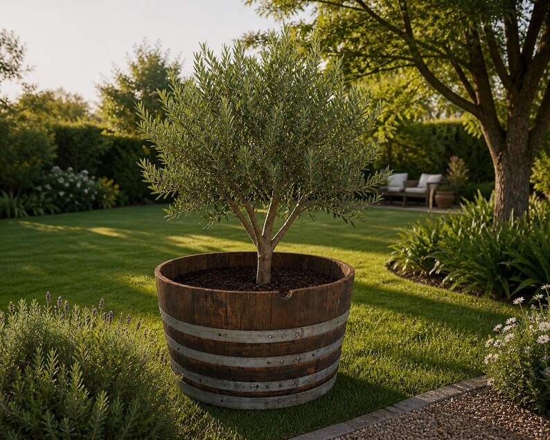 EcoWineFurniture Wine Barrel Planter