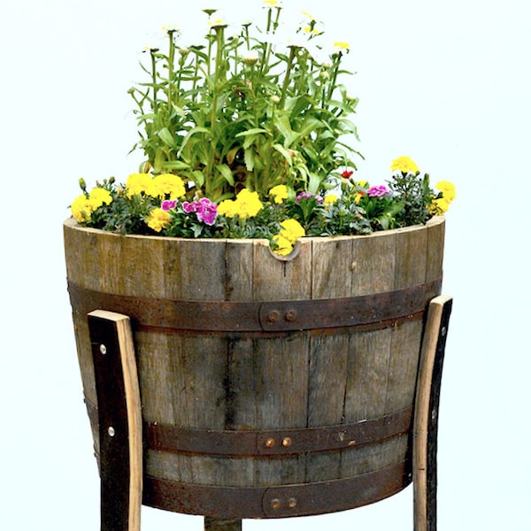 1/2 Whiskey barrel planter With Legs/ Handmade