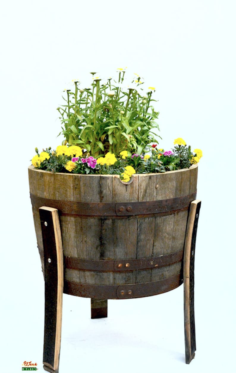 12 Whiskey barrel planter With Legs Handmade Outdoor & Gardening Home
