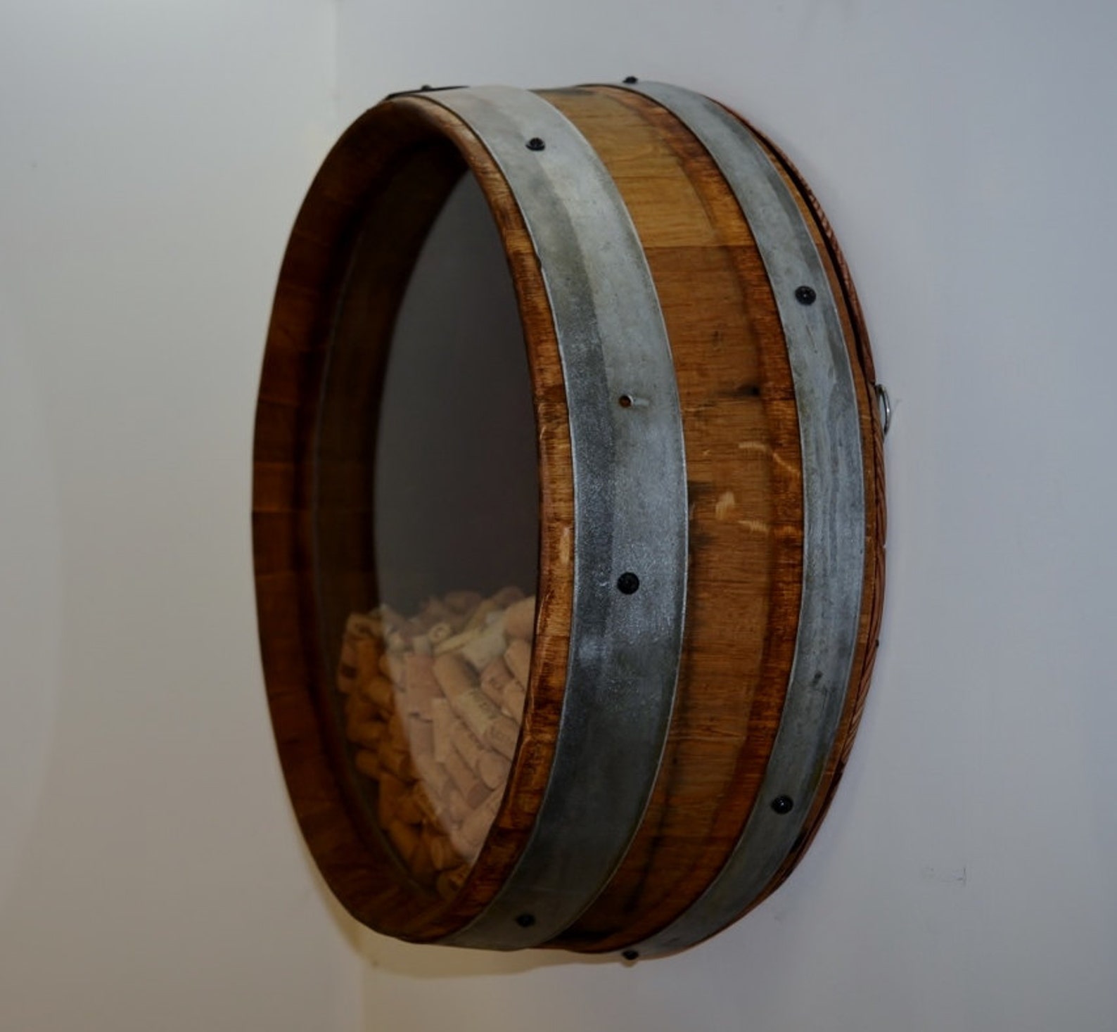 Wine Barrel Cork Holder Round Wall/ Handmade Napa Valley Etsy