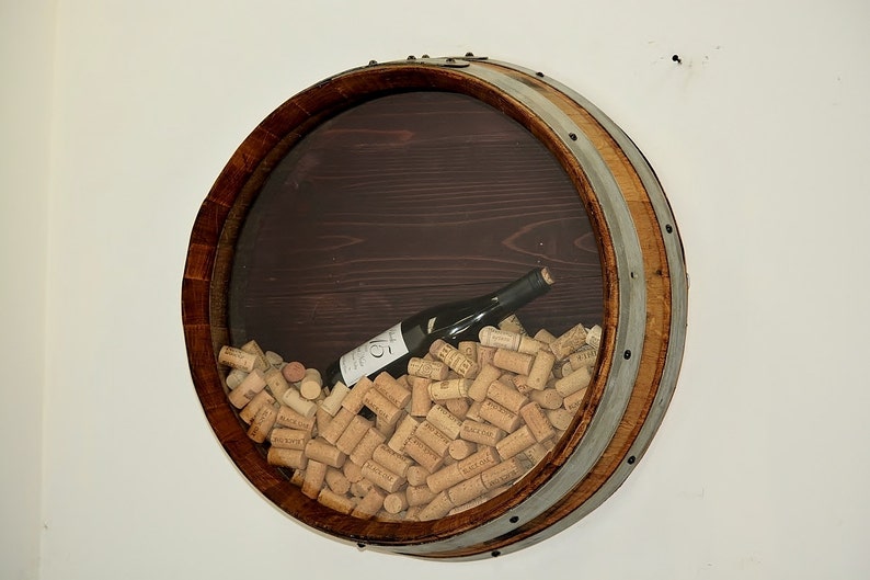 Wine Barrel Cork Holder Round Wall/ Handmade Napa Valley Etsy