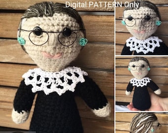 Patrón de ganchillo de muñeca RBG SOLAMENTE - Ruth Bader Ginsburg