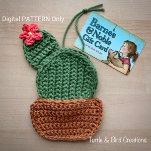 Porte-cartes-cadeaux cactus / Ornement - MOTIF AU CROCHET UNIQUEMENT