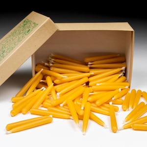 108 Small Beeswax Taper Candles20 minute burntime,2in image 1