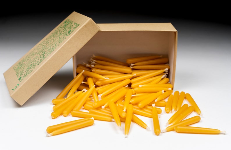 108 Small Beeswax Taper Candles20 minute burntime,2in image 1