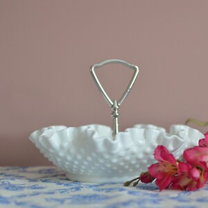 Fenton Hobnail with Ruffled Edge Candy Dish 1950&#39;s