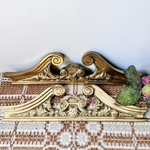 Gold Gilt Metal Brass Scroll Decor Heavy Interior Door Topper Vintage