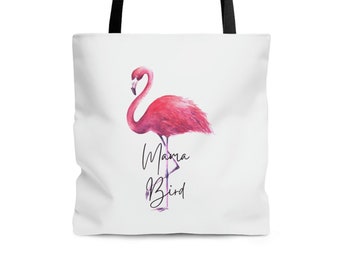Mama Bird Tote Bag, Flamingo Bag, Beach Bag
