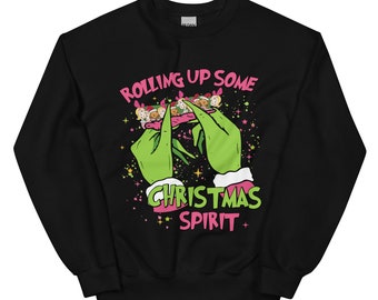 Funny Retro Christmas Sweatshirt, Rolling Up Spirit