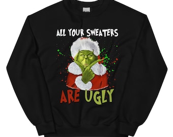 Grinch Ugly Sweater Sweatshirt, Christmas Movie Character