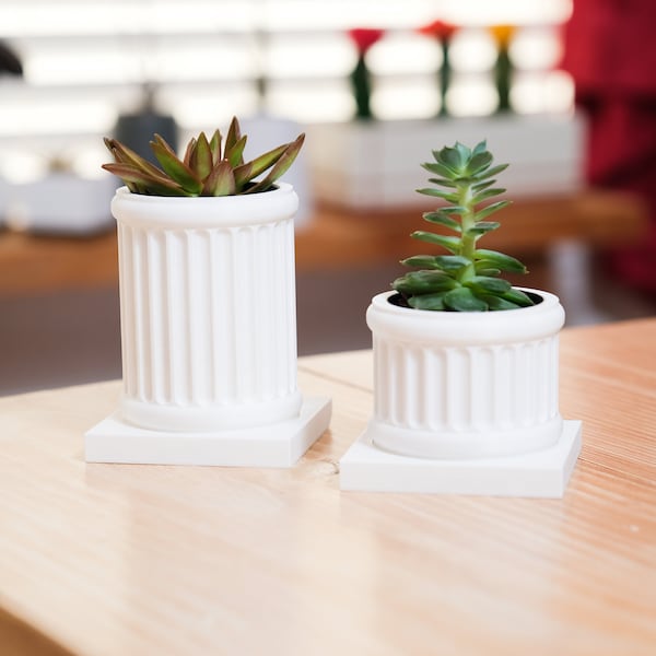 Griechische römische Inspirierte Säule Säule Sukkulenten Topf Übertopf für 4oz/2,5" Pflanzen Kaktus 3D gedruckt