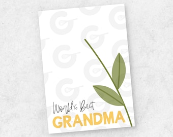 3.5" x 5" Best Grandma- Mother's Day Cookie Card Printable