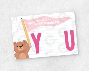 6" x 4" CARD - How Sweet It Is To Be Taught By You (for Teachers) - Valentine's Day Cookie Printable
