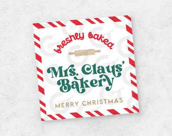 4" BOX LABEL - Mrs. Claus' Bkaery Cookie Printable