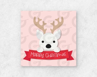 Merry Christmas Reindeer Dog Cookie Tag Printable