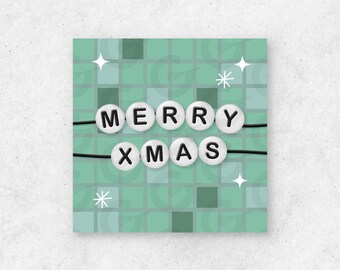 2" Merry XMAS Friendship Bracelet Cookie Tag Printable - (Ready to Print & Cut 20/Page)