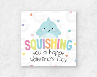 2" TAG - Squishing You a Happy VDAY - Valentine's Day Cookie Printable