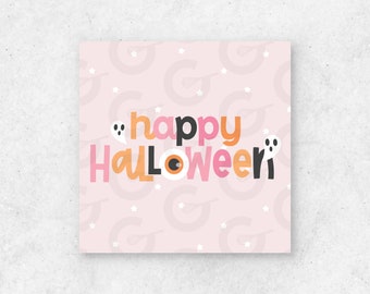 Happy Halloween Cookie Tag - 2in Cute/Pink