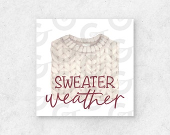 2in Sweater Weather - Fall Cookie Tag - QTY 20, Tiled, Ready-to-Cut Cookie Printables
