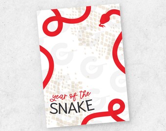 3.5"x5" CARD - Year of the Snake -  Lunar New Year Digital Download/Cookie Card Printable