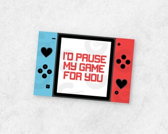 3" x 2" TAG - I'd Pause My Game for You - Valentine's Day Cookie Printable