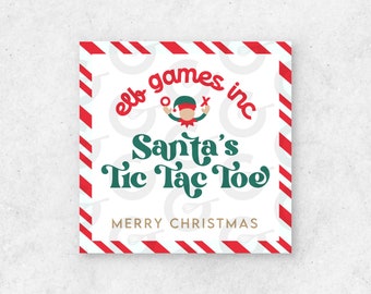Elf Games - Santa's Tic Tac Toe Cookie Tag Printable