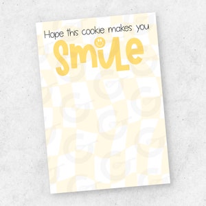 GELBE LÄCHELNde Kekskarte – 8,9 x 12,7 cm, Smiley-Gesicht, Cookie-Anerkennung, zum Ausdrucken