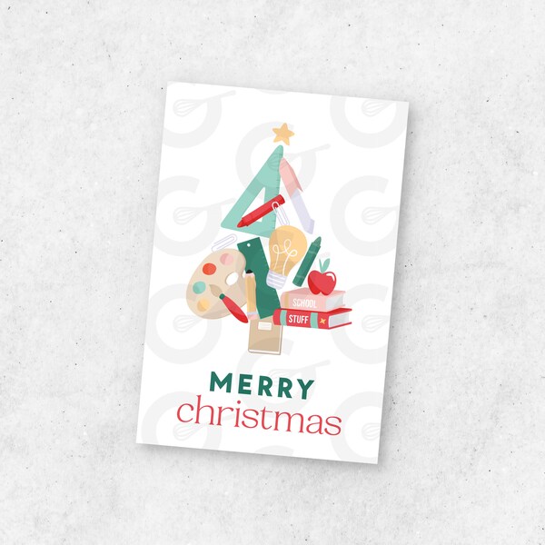 Merry Christmas School Tree Cookie Tag Printable - 2" x 3"