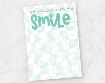 BLUE SMILE Cookie Card - 3.5"x5" Smiley Face Appreciation Printable