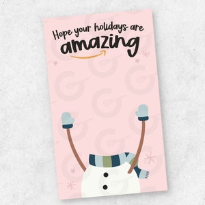 4,5 x 7,5 pouces Amazing Holidays/Snowman - carte-cadeau cookie et support de cookie imprimable (prêt à imprimer et à découper)