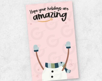 4.5" x 7.5" Amazing Holidays/Snowman- Cookie Gift Card and Cookie Backer Printable (Ready to Print & Cut)