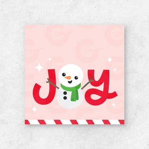 Etiqueta de 2" - Muñeco de nieve de alegría - Descarga digital de Navidad/Vacaciones de invierno/Galleta imprimible