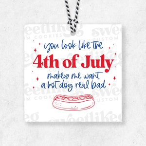 Du siehst aus wie der 4. Juli – 2" Cookie-Tag zum Ausdrucken