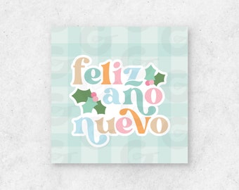 Feliz Año Nuevo - Tag Printable (20/PAGE, Lined Ready to Print & Cut)