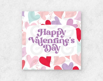 2" TAG - Happy Valentine's Day Hearts - Valentine's Day Cookie Printable