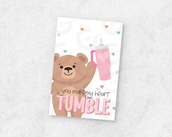 2" x 3" TAG - You Make My Heart TUMBLE - Valentine's Day Cookie Printable