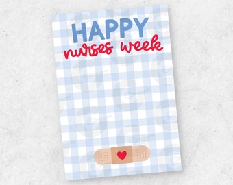 3.5" x 5" Happy Nurses Week (Gingham) - Nurse Appreciation Cookie Card Printable