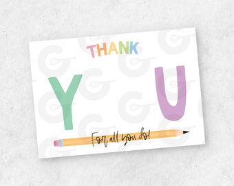 5" x 3.5" Teachers Week 'YOU' Card - Teacher Appreciation Cookie Printable
