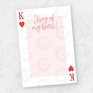3,5 "x 5" KARTE - King of My Heart - Valentinstag Cookie Printable
