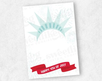 Liberty Smiley 4th of July Cookie Card- 3.5"x5" Printable