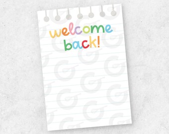 Welcome Back Cookie Card - Back to School - Ready to Cut 3.5"x5" (4/Page)