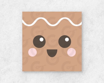 2" Gingerbread Face Cookie Tag Printable - (Ready to Print & Cut 20/Page)