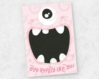 Eye Really Like You Monster Cookie Card - Valentine's Day Cookie Printable